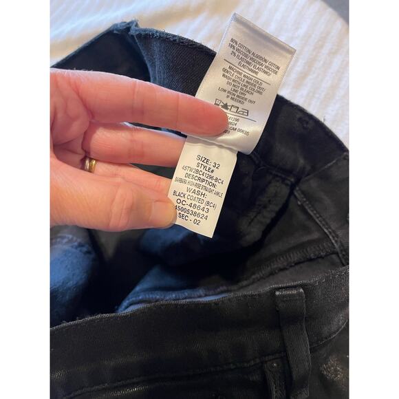 Hudson Women Barbara Black Coated Jeans High Rise Straight Leg Ankle 32 - Picture 9 of 9